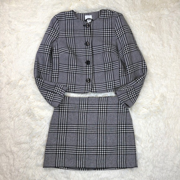 H&M Dresses & Skirts - H&M Skirt Suit Set Women 8 & M Black White Glen Plaid Cropped Clueless Cher